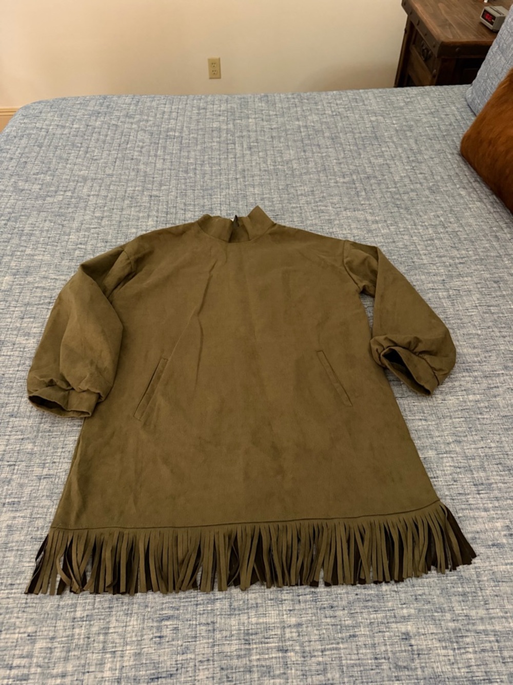 SHEIN Olive Fringe Mini Dress